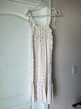 wild fable Cream Midi Dress with Purple Floral Print